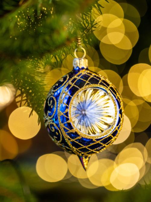 Bombka retro - reflektor cytrynka niebieski