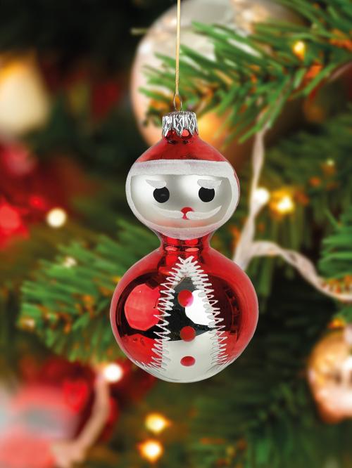 bombka retro na choince czerwony dziadek mikołaj