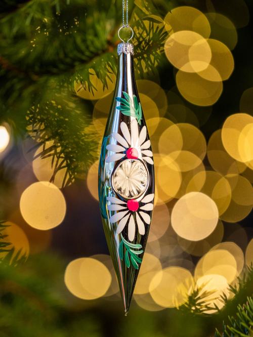 Bombka retro - sopelek reflektor srebrny