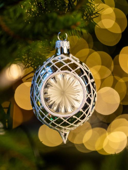 Bombka retro - reflektor cytrynka srebrny