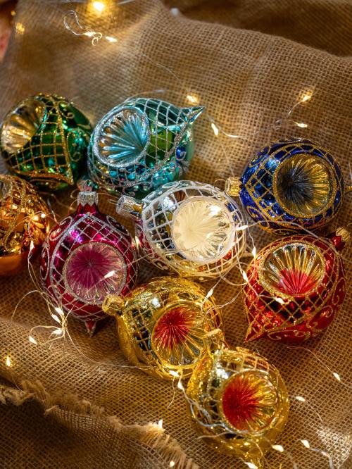 Bombka retro - reflektor cytrynka srebrny