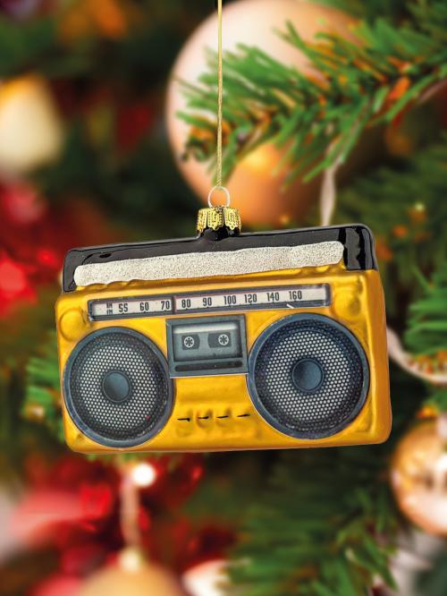 bombka retro na choinkę żółte radio