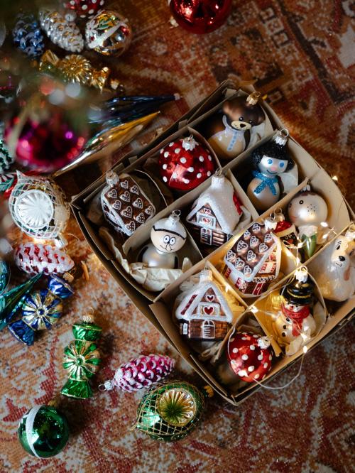 Bombka retro cukierek - czerwono-złoty