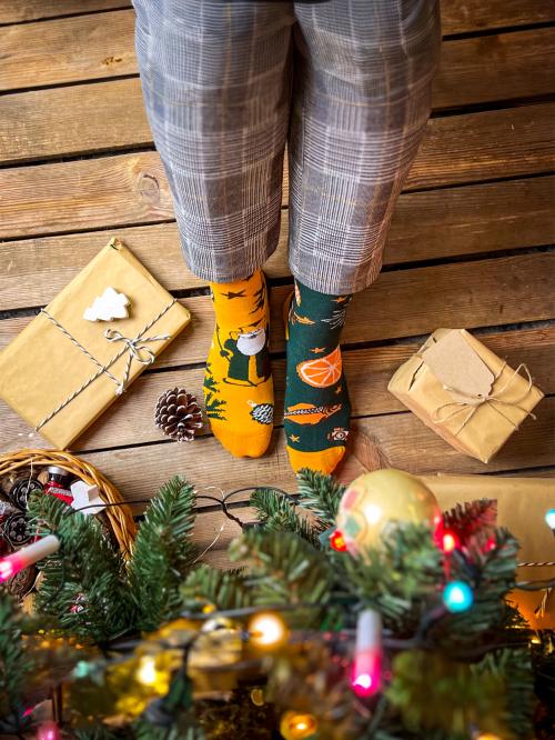 skarpety świąteczne z symbolami retro