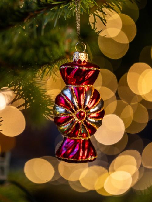 Bombka retro cukierek - czerwono-złoty