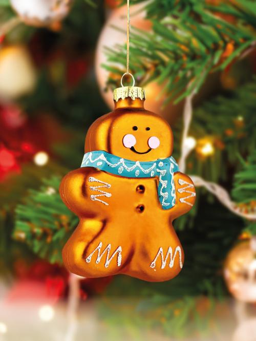 bombka retro na choinkę ciastek pierniczek uśmiechający się