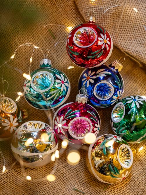 Bombka retro - reflektor 8 cm srebrny