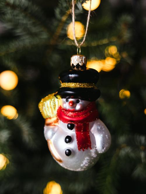 Bombka retro - Bałwanek z miotłą