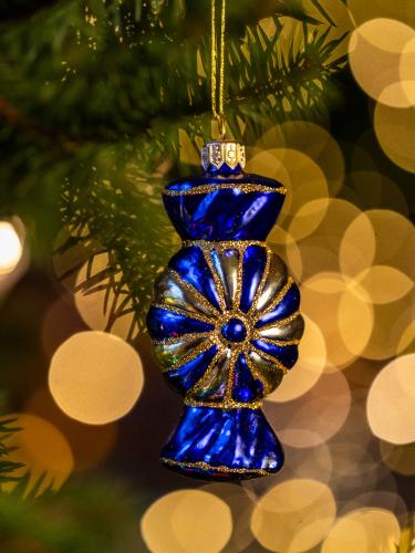 Bombka retro cukierek - niebiesko-złoty