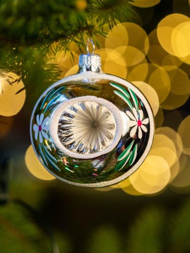 Bombka retro - reflektor 8 cm srebrny