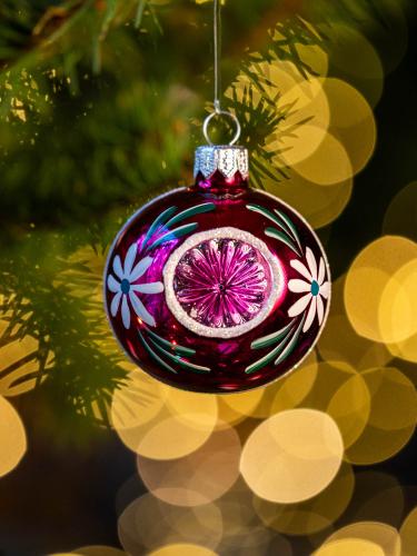 Bombka retro - reflektor 6cm różowy