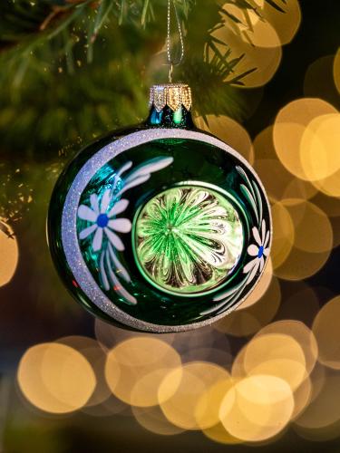 Bombka retro - reflektor 8 cm zielony