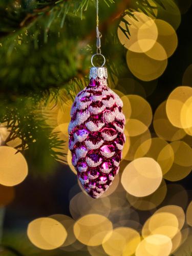 Bombka retro - szyszka szroniona różowa