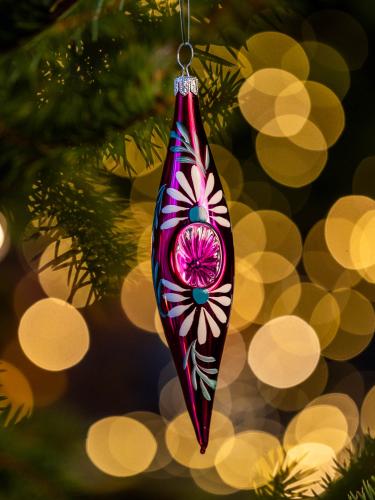 Bombka retro - sopelek reflektor różowy