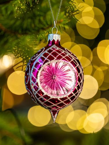 Bombka retro - reflektor cytrynka różowa