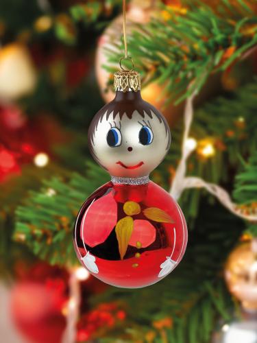 Bombka retro - Laleczka czerwona z apaszką