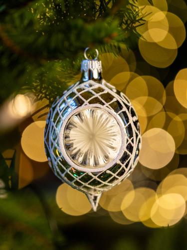 Bombka retro - reflektor cytrynka srebrny