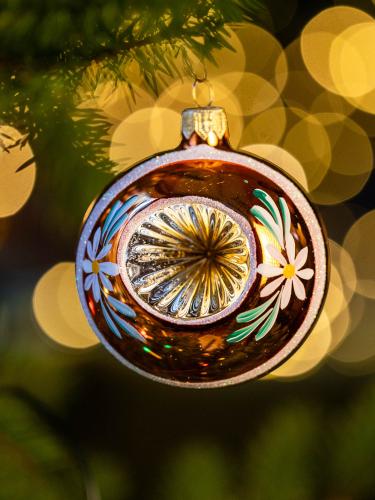 Bombka retro - reflektor 8 cm pomarańczowy