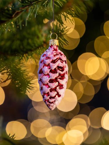 Bombka retro - szyszka szroniona czerwona