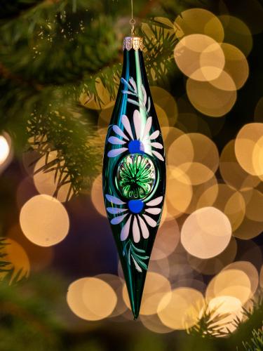 Bombka retro - sopelek reflektor zielona