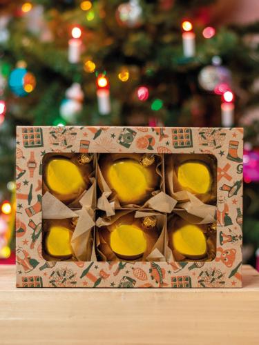 Bombka retro - Okrągła złota - 6 sztuk