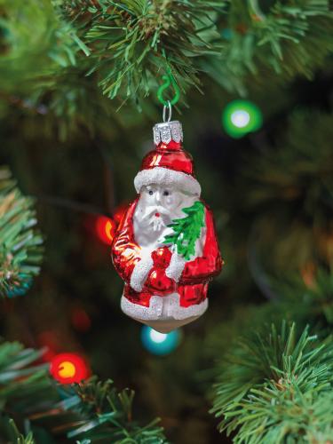 Bombka retro - Mikołaj czerwony z choinką