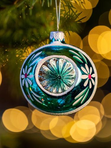 Bombka retro - reflektor 8 cm turkusowa