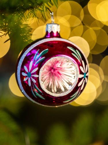 Bombka retro - reflektor 8 cm rożowy