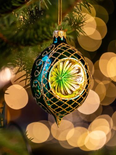 Bombka retro - reflektor cytrynka zielona