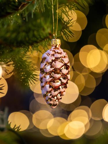 Bombka retro - szyszka szroniona pomarańczowa