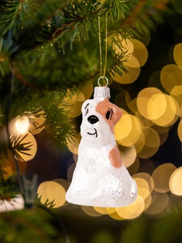 Bombka retro - Piesek biały