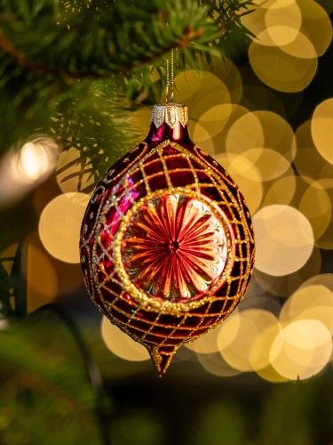 Bombka retro - reflektor cytrynka czerwona