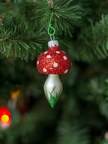 Bombka retro - Grzybek brokatowy