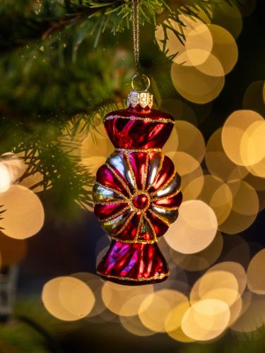 Bombka retro cukierek - czerwono-złoty