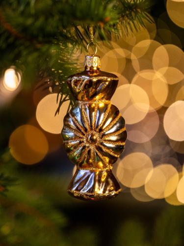 Bombka retro cukierek - pomarańczowo-złoty