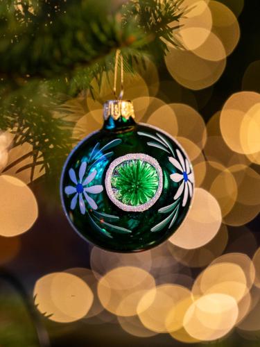 Bombka retro  - reflektor 6cm zielony