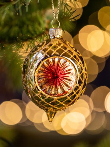 Bombka retro - reflektor cytrynka złoty