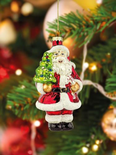 Bombka retro - Mikołaj z choinką