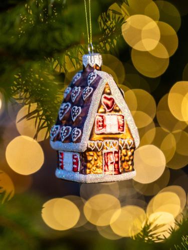 Bombka retro - domek serduszka wysoki