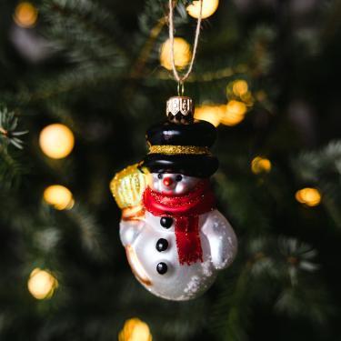 Bombka retro - Bałwanek z miotłą