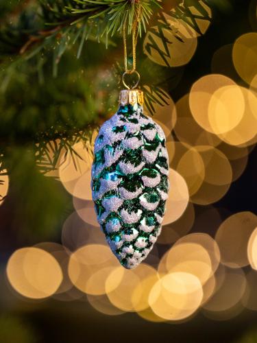 Bombka retro - szyszka szroniona zielona